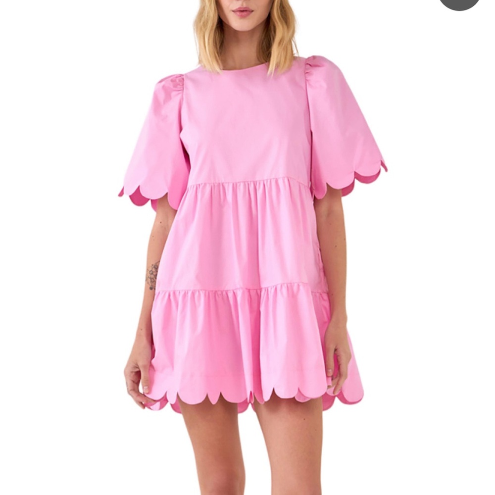 English factory pink scallop dress